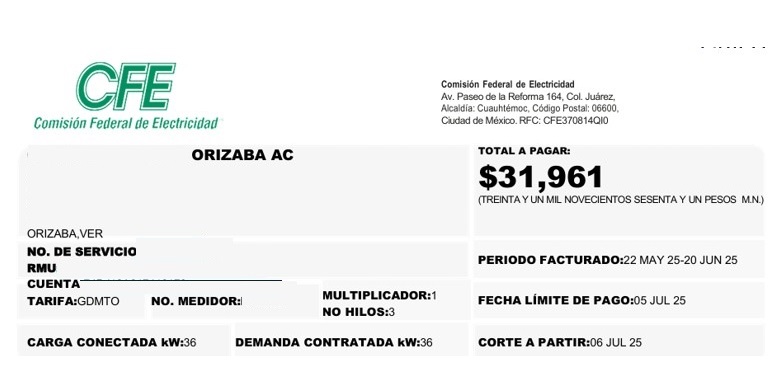 Recibo Caro CFE